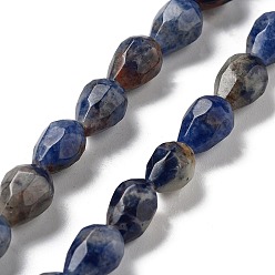Sodalite Natural Sodalite Beads Strands, Faceted Teardrop, 10x7mm, Hole: 1.2mm, about 20pcs/strand, 7.87''(20cm)