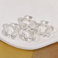 Silver Resin Pendants, Flower Charms, Silver, 20mm