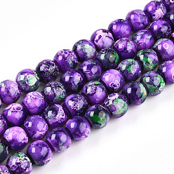 Темно-Фиолетовый Выпечка окрашенные стеклянные бусины, круглые, темно-фиолетовый, 7.5~8 мм, отверстие : 1.2 мм