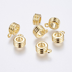 Real 18K Gold Plated Brass Tube Bails, Loop Bails, Long-Lasting Plated, Real 18K Gold Plated, Column, Golden, 12x9x5mm, Hole: 2mm, Inner Diameter: 5mm