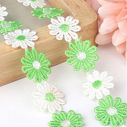 Pale Green Polyester Lace Trim, Embroidered Trim Ribbons, for Sewing or Craft Decoration, Flower, Pale Green, 1 inch(25mm), 15 yards/strand