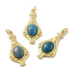 Apatite Natural Apatite Pendants, Teardrop Charms with Rack Plating Platinum Tone Brass Findings, Cadmium Free & Lead Free, 30x14.5x5.7mm, Hole: 2.7mm