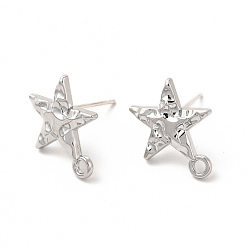Platinum Alloy Star Stud Earring Findings, with Horizontal Loop and 304 Stainless Steel Pins, Cadmium Free & Lead Free, Platinum, 16x14mm, Hole: 2mm, Pin: 0.7mm