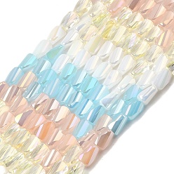 (52) Непрозрачная лаванда Гальванические стеклянные бусины, искривленная форма, граненые, градиент цвета, разноцветные, 7x4.5x3 мм, отверстие : 0.9 мм, около 63 шт / нитка, 17.05'' (43.3 см)