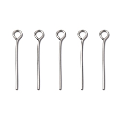 Stainless Steel Color 304 Stainless Steel Eye Pin, Stainless Steel Color, 20x0.6mm, Hole: 2mm, about 5000pcs/bag