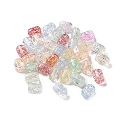 Mixed Color Transparent Crackle Glass Beads, Barrel, Mixed Color, 11x8mm, Hole: 1.5mm