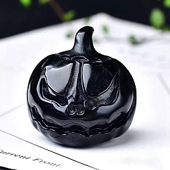 Obsidian Natural Obsidian Ornament Home Desktop Decoration Craft, Pumpkin, 60mm