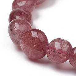 Strawberry Quartz Natural Strawberry Quartz Stretch Beaded Bracelets, Tumbled Stone, Nuggets, 1-7/8 inch~2-1/8 inch(4.8~5.5cm), Beads: 6~15x6~11x3~11mm
