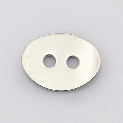 Stainless Steel Color Oval 2-Hole 201 Stainless Steel Buttons, Stainless Steel Color, 11x14x1mm, Hole: 2mm