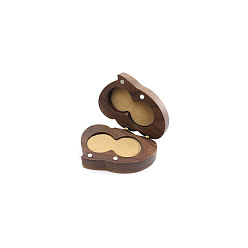 Vara de Oro Cajas magnéticas de almacenamiento de anillos de madera., con tapa abatible y terciopelo en el interior, corazón, vara de oro, 6x4 cm