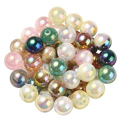 Mixed Color UV Plating Rainbow Iridescent Acrylic Beads, Round, Mixed Color, 13.5x13mm, Hole: 3mm