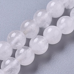 Quartz Crystal Natural Quartz Crystal Beads Strands, Grade AB, Round, 8mm, Hole: 1mm, about 48~49pcs/strand, 15.1~15.3 inch(38.5~39cm)