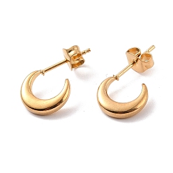Golden Vacuum Plating 304 Stainless Steel Crescent Moon Stud Earrings for Women, Golden, 18.5x10x2mm, Pin: 0.8mm