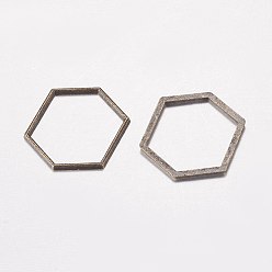 Antique Bronze Alloy Linking Rings, Hexagon, Antique Bronze, 12x14x1mm
