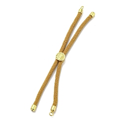 Goldenrod Nylon Cords Bracelet Makings Fit for Connector Charms, with Golden Brass Tree Slider Beads, Long-Lasting Plated, Goldenrod, 8-5/8 inch(22cm), Hole: 1.9mm