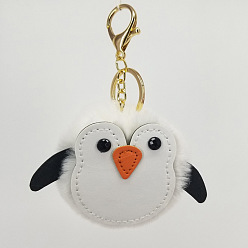 white Cute Penguin Fur Ball Keychain Pendant Cartoon Penguin Keyring Bag Charm