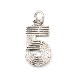 Платина Латунные подвески, число 5 прелести, долговечный, без свинца и без кадмия, стойки покрытие, с целью перехода в кольце, платина, 15x8x2 мм, отверстие : 3.5 мм