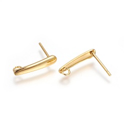 Golden 304 Stainless Steel Stud Earrings Findings, Golden, 15x3.3mm, Hole: 1.8mm, Pin: 0.8mm