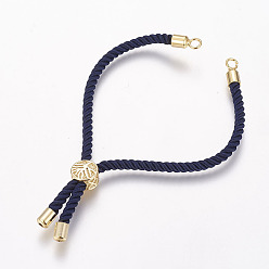 Real 18K Gold Plated Nylon Cord Bracelet Making, with Brass Findings, Long-Lasting Plated, Cadmium Free & Nickel Free & Lead Free, Tree of Life, Prussian Blue, Real 18K Gold Plated, 8-5/8 inch~9-1/2 inch(220~240mm), 3mm, Hole: 2.5mm