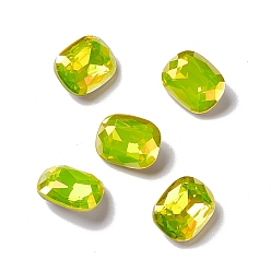 Lt.Col.Topaz Light AB Style K9 Glass Rhinestone Cabochons, Pointed Back & Back Plated, Octagon Rectangle, Lt.Col.Topaz, 10x8x4mm