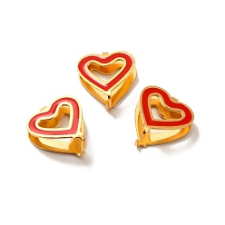 Red 304 Stainless Steel Snap on Bails, with Enamel, Heart, Golden, Red, 11x9.5x3.5mm, Pin: 0.9mm