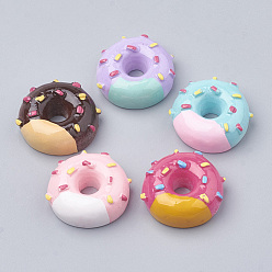 Mixed Color Resin Decoden Cabochons, Donut, Imitation Food, Mixed Color, 21x9mm