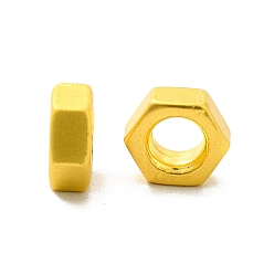 Matte Gold Color Rack Plating Alloy European Beads, Large Hole Beads, Hexagon, Matte Gold Color, 8x9x3.5mm, Hole: 4mm
