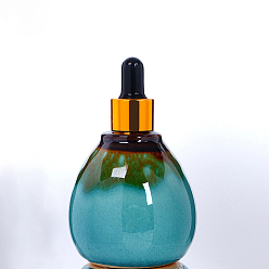 Light Sea Green Porcelain Dropper Bottle, Thai Style Ceramic Empty SPA Aromatherapy Essential Oil Bottle, Light Sea Green, 7.2x10cm, Capacity: 95ml(3.21fl. oz)