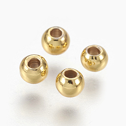 Golden Brass Spacer Beads, Long-Lasting Plated, Round, Golden, 3x2mm, Hole: 1.2mm