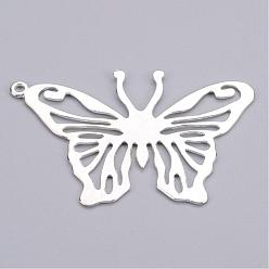 Silver Tibetan Style Alloy Pendants, Butterfly, Silver, Lead Free and Cadmium Free and Nickel Free, 43.5x62x1.5mm, Hole: 2mm