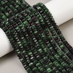 Рубин В Цоизита Натуральный рубин в цоизита бусин пряди, граненые, шестиугольник, 6x6x3 мм, отверстие : 0.8 мм, около 108 шт / нитка, 14.72~14.80'' (37.4~37.6 см)