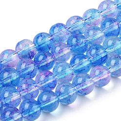 Cornflower Blue Baking Painted Glass Beads Strands, Imitation Opalite, Round, Cornflower Blue, 8mm, Hole: 1.3~1.6mm, about 100pcs/strand, 31.4 inch