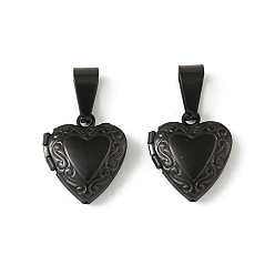 Черный Скульптурные 316 подвески-медальоны из нержавеющей стали, шарма сердца, с 304 защелкой из нержавеющей стали на поручнях, долговечный, ионное покрытие (ip), чёрные, 15.5x13.5x4.5 мм, отверстие : 8.5x3.5 мм