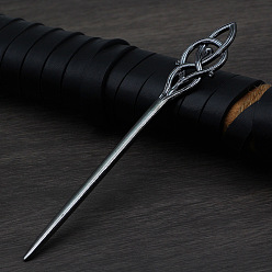 Gunmetal Knot Alloy Hair Sticks, Viking Hair Accessories for Women, Gunmetal, 145mm