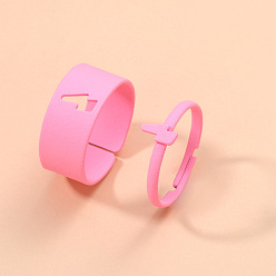 Lightning Romantic Pink Hollow Dolphin Animal Ring Set for Couples - Stackable, Unique Design
