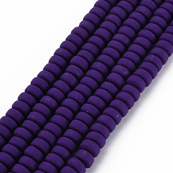 Indigo Handmade Polymer Clay Beads Strands, for DIY Jewelry Crafts Supplies, Flat Round, Indigo, 6~7x3mm, Hole: 1.5mm, about 113~116pcs/strand, 15.55 inch~16.14 inch(39.5~41cm)