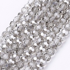 Gainsboro Electroplate Glass Beads Strands, Faceted(32 Facets), Round, Gainsboro, 4mm, Hole: 1mm, about 98pcs/strand, 13.7 inch
