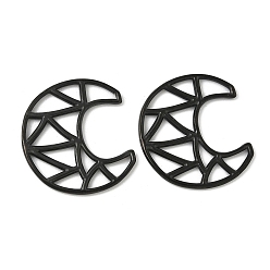 Черный Ионное покрытие (ip) 304 филигранные соединители из нержавеющей стали, луна, чёрные, 25x22x1.5 мм