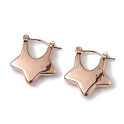 Rose Gold Ion Plating(IP) 304 Stainless Steel Star Thick Hoop Earrings for Women, Rose Gold, 20.5x18x3.5mm, Pin: 0.5mm