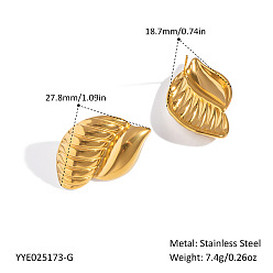 Настоящее золото 18K 304 серьги-гвоздики из нержавеющей стали в форме ракушки, реальный 18 k позолоченный, 27.8x18.7 мм