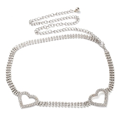 Сердце Ремни из сплава со стразами и кристаллами, для рубашки юбка платье пальто, платина, сердце, 24-1/4 дюйм (61.5 см)