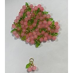 Бледно-Розовый 30 шт. Стеклянные подвески, вишня, с акриловыми и глоденовыми 304 кольцами из нержавеющей стали, розовый жемчуг, 20.3 мм