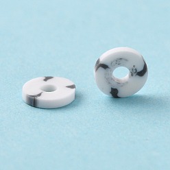 Light Grey Handmade Two Tone Polymer Clay Beads, Heishi Beads, Disc/Flat Round, Light Grey, 6x0.5mm, Hole: 1.8mm, about 22000~25000pcs/1000g