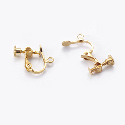 Golden Racking Plated Brass Clip-on Earring Findings, with Loop, Golden, 13x16x5mm, Hole: 1.5mm