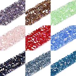 (52) Непрозрачная лаванда Гальванизируйте прозрачное стекло бисер нитей, треугольные, с покрытием AB цвета, граненые, разноцветные, 3~3.5x4~4.5x4~4.5 мм, отверстие : 0.8 мм, около 121~131 шт / нитка, 14.37~15.35 дюйм (36.5~39 см)