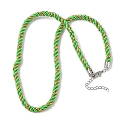 Лайм 5мм нейлоновый витой шнур для изготовления ожерелий, с латунными выводами и 304 застежками из лобстера из нержавеющей стали, долговечный, стойки покрытие, платина, желто-зеленые, 17.72~18.90 дюйм (45~48 см)