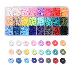 Mixed Color 240g 24 Colors Handmade Polymer Clay Beads, Heishi Beads, for DIY Jewelry Crafts Supplies, Disc/Flat Round
, Mixed Color, 4x1mm, Hole: 1mm, 10g/color