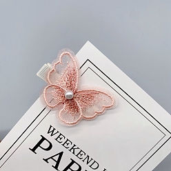 Light Salmon Butterfly Organza Alligator Hair Clips, with Metal Hair Clips, for Girls, Light Salmon, 50x40mm