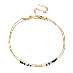 MI-B220422E Colorful Miyuki Beaded Double-Layer Bracelet with Gold Plated Wire, Unique Jewelry