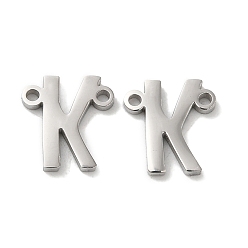 Letter K Non-Tarnish 304 Stainless Steel Connector Charms, Letter, Letter K, 10x9.5x1.5mm, Hole: 1.2mm